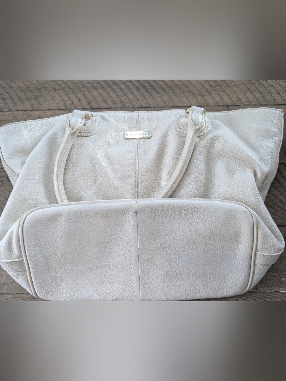 Cole Haan White Leather Tote Bag